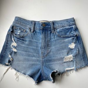 High rise denim shorts